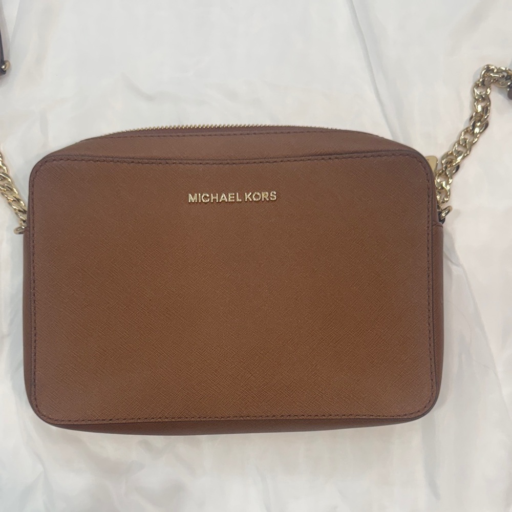 Michael Kors Tan Crossbody with Gold Chain